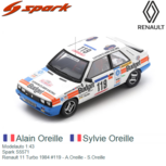 Modelauto 1:43 | Spark S5571 | Renault 11 Turbo 1984 #119 - A.Oreille - S.Oreille Modelauto 1:43 | Spark S5571 | Renault 11 Turbo 1984 #119 - A.Oreille - S.Oreille