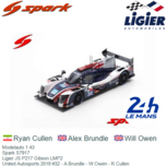 Modelauto 1:43 | Spark S7917 | Ligier JS P217 Gibson LMP2 | United Autosports 2019 #32 - A.Brundle - W.Owen - R.Cullen Modelauto 1:43 | Spark S7917 | Ligier JS P217 Gibson LMP2 | United Autosports 2019 #32 - A.Brundle - W.Owen - R.Cullen
