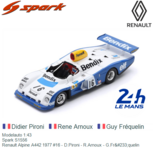 Modelauto 1:43 | Spark S1556 | Renault Alpine A442 1977 #16 - D.Pironi - R.Arnoux - G.Fréquelin Modelauto 1:43 | Spark S1556 | Renault Alpine A442 1977 #16 - D.Pironi - R.Arnoux - G.Fréquelin