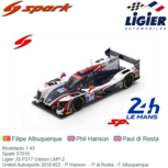 Modelauto 1:43 | Spark S7010 | Ligier JS P217 Gibson LMP-2 | United Autosports 2018 #22 - P.Hanson - P.di Resta - F.Albuquerque Modelauto 1:43 | Spark S7010 | Ligier JS P217 Gibson LMP-2 | United Autosports 2018 #22 - P.Hanson - P.di Resta - F.Albuquerque