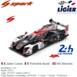 Modelauto 1:43 | Spark S7011 | Ligier JS P217 Gibson LMP-2 | Panis Barthez Competition 2018 #23 - J.Canal - T.Buret - W.Stevens Modelauto 1:43 | Spark S7011 | Ligier JS P217 Gibson LMP-2 | Panis Barthez Competition 2018 #23 - J.Canal - T.Buret - W.Stevens