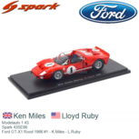 Modelauto 1:43 | Spark 43SE66 | Ford GT-X1 Rood 1966 #1 - K.Miles - L.Ruby Modelauto 1:43 | Spark 43SE66 | Ford GT-X1 Rood 1966 #1 - K.Miles - L.Ruby