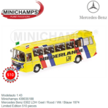 Modelauto 1:43 | Minichamps 439035188 | Mercedes Benz 0302 LDH Geel / Rood / Wit / Blauw 1974 Modelauto 1:43 | Minichamps 439035188 | Mercedes Benz 0302 LDH Geel / Rood / Wit / Blauw 1974