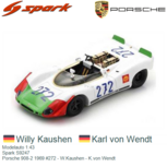 Modelauto 1:43 | Spark S9247 | Porsche 908-2 1969 #272 - W.Kaushen - K.von Wendt Modelauto 1:43 | Spark S9247 | Porsche 908-2 1969 #272 - W.Kaushen - K.von Wendt