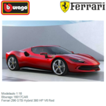 Modelauto 1:18 | Bburago 16017CAR | Ferrari 296 GTB Hybrid 380 HP V6 Red Modelauto 1:18 | Bburago 16017CAR | Ferrari 296 GTB Hybrid 380 HP V6 Red