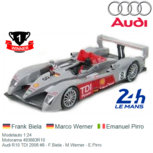 Modelauto 1:24 | Motorama 493683R10 | Audi R10 TDI 2006 #8 - F.Biela - M.Werner - E.Pirro Modelauto 1:24 | Motorama 493683R10 | Audi R10 TDI 2006 #8 - F.Biela - M.Werner - E.Pirro