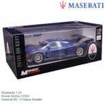 Modelauto 1:24 | Mondo Motors 51055 | Maserati MC 12 Blauw Metallic Modelauto 1:24 | Mondo Motors 51055 | Maserati MC 12 Blauw Metallic
