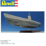 Bouwpakket 1:72 | Revell 05015 | Schip U-Boot VII C 1944 Bouwpakket 1:72 | Revell 05015 | Schip U-Boot VII C 1944