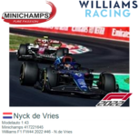 Modelauto 1:43 | Minichamps 417221645 | Williams F1 FW44 2022 #46 - N.de Vries Modelauto 1:43 | Minichamps 417221645 | Williams F1 FW44 2022 #46 - N.de Vries