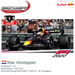 Modelauto 1:18 | Minichamps 110221201 | Red Bull Racing RB18 RBPT 2022 #1 - M.Verstappen Modelauto 1:18 | Minichamps 110221201 | Red Bull Racing RB18 RBPT 2022 #1 - M.Verstappen