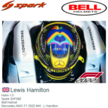 Helm 1:5 | Spark 5HF082 | Bell Helmet | Mercedes AMG F1 2022 #44 - L.Hamilton Helm 1:5 | Spark 5HF082 | Bell Helmet | Mercedes AMG F1 2022 #44 - L.Hamilton