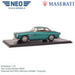 Modelauto 1:43 | Neo Scale Models 46562 | Maserati A6G2000 Allemano Metallic Turquoise Modelauto 1:43 | Neo Scale Models 46562 | Maserati A6G2000 Allemano Metallic Turquoise