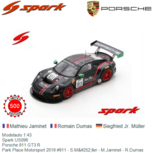 Modelauto 1:43 | Spark US096 | Porsche 911 GT3 R | Park Place Motorsport 2019 #911 - S.Müller - M.Jaminet - R.Dumas Modelauto 1:43 | Spark US096 | Porsche 911 GT3 R | Park Place Motorsport 2019 #911 - S.Müller - M.Jaminet - R.Dumas