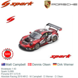 Modelauto 1:43 | Spark SJ085 | Porsche 911 GT3 R | Absolute Racing 2019 #912 - M.Campbell - D.Werner - D.Olsen Modelauto 1:43 | Spark SJ085 | Porsche 911 GT3 R | Absolute Racing 2019 #912 - M.Campbell - D.Werner - D.Olsen