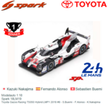 Modelauto 1:18 | Spark 18LM19 | Toyota Gazoo Racing TS050 Hybrid LMP1 2019 #8 - S.Buemi - F.Alonso - K.Nakajima Modelauto 1:18 | Spark 18LM19 | Toyota Gazoo Racing TS050 Hybrid LMP1 2019 #8 - S.Buemi - F.Alonso - K.Nakajima