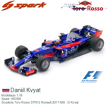 Modelauto 1:18 | Spark 18S309 | Scuderia Toro Rosso STR12 Renault 2017 #26 - D.Kvyat Modelauto 1:18 | Spark 18S309 | Scuderia Toro Rosso STR12 Renault 2017 #26 - D.Kvyat