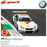Modelauto 1:43 | Spark SG795 | BMW M6 GT3 | Walkenhorst Motorsport 2021 #11 - M.Wittmann Modelauto 1:43 | Spark SG795 | BMW M6 GT3 | Walkenhorst Motorsport 2021 #11 - M.Wittmann