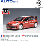 Modelauto 1:18 | Autoart 80738 | Citroën C4 WRC Rood 2007 #1 - S.Loeb - D.Elena Modelauto 1:18 | Autoart 80738 | Citroën C4 WRC Rood 2007 #1 - S.Loeb - D.Elena