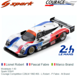 Modelauto 1:43 | Spark S3541 | Courage Compétition C28LM 1992 #55 - L.Robert - P.Fabre - M.Brand Modelauto 1:43 | Spark S3541 | Courage Compétition C28LM 1992 #55 - L.Robert - P.Fabre - M.Brand