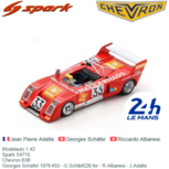 Modelauto 1:43 | Spark S4715 | Chevron B36 | Georges Schäfer 1976 #33 - G.Schäfer - R.Albanesi - J.Adatte Modelauto 1:43 | Spark S4715 | Chevron B36 | Georges Schäfer 1976 #33 - G.Schäfer - R.Albanesi - J.Adatte