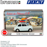 Modelauto 1:43 | Brumm S2209 | Fiat 500R Vacanze Italiane 50th Anniversario Modelauto 1:43 | Brumm S2209 | Fiat 500R Vacanze Italiane 50th Anniversario