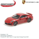 Modelauto 1:43 | Minichamps 410060070 | Porsche 911 992 Turbo S Coupe Sport Design Rood 2021 Modelauto 1:43 | Minichamps 410060070 | Porsche 911 992 Turbo S Coupe Sport Design Rood 2021