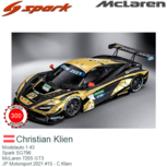 Modelauto 1:43 | Spark SG796 | McLaren 720S GT3 | JP Motorsport 2021 #15 - C.Klien Modelauto 1:43 | Spark SG796 | McLaren 720S GT3 | JP Motorsport 2021 #15 - C.Klien
