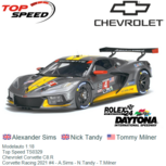 Modelauto 1:18 | Top Speed TS0329 | Chevrolet Corvette C8.R | Corvette Racing 2021 #4 - A.Sims - N.Tandy - T.Milner Modelauto 1:18 | Top Speed TS0329 | Chevrolet Corvette C8.R | Corvette Racing 2021 #4 - A.Sims - N.Tandy - T.Milner