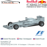Bouwpakket 1:20 | Alpha Model AM | Red Bull Racing RB12 2016 - M.Verstappen - D.Ricciardo - D.Kvyat Bouwpakket 1:20 | Alpha Model AM | Red Bull Racing RB12 2016 - M.Verstappen - D.Ricciardo - D.Kvyat