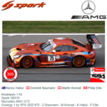 Modelauto 1:43 | Spark SB518 | Mercedes AMG GT3 | Sunergy 1 by SPS 2022 #75 - D.Baumann - M.Konrad - K.Habul - P.Ellis Modelauto 1:43 | Spark SB518 | Mercedes AMG GT3 | Sunergy 1 by SPS 2022 #75 - D.Baumann - M.Konrad - K.Habul - P.Ellis