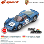 Modelauto 1:43 | Spark US265 | Porsche 906 1966 #15 - H.Herrmann - H.Linge Modelauto 1:43 | Spark US265 | Porsche 906 1966 #15 - H.Herrmann - H.Linge