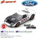 Modelauto 1:43 | Spark US257 | Ford GT40 1966 #96 - C.Amon - B.McLaren Modelauto 1:43 | Spark US257 | Ford GT40 1966 #96 - C.Amon - B.McLaren