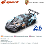 Modelauto 1:43 | Spark S8650 | Porsche 911 RSR-19 | Dempsey Proton Racing 2022 #77 - C.Ried - S.Priaulx - H.Tincknell Modelauto 1:43 | Spark S8650 | Porsche 911 RSR-19 | Dempsey Proton Racing 2022 #77 - C.Ried - S.Priaulx - H.Tincknell