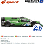 Modelauto 1:43 | Spark S8629 | Oreca 07 Gibson | Team WRT 2022 #32 - D.Vanthoor - M.Ineichen - M.Bortolotti Modelauto 1:43 | Spark S8629 | Oreca 07 Gibson | Team WRT 2022 #32 - D.Vanthoor - M.Ineichen - M.Bortolotti