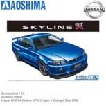 Bouwpakket 1:24 | Aoshima 05858 | Nissan BNR34 Skyline GTR V-Spec II Midnight Blue 2002 Bouwpakket 1:24 | Aoshima 05858 | Nissan BNR34 Skyline GTR V-Spec II Midnight Blue 2002