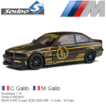 Modelauto 1:18 | Solido S1803910 | BMW M M3 Coupé (E36) 2022 #69 - C.Gallo - M.Gallo Modelauto 1:18 | Solido S1803910 | BMW M M3 Coupé (E36) 2022 #69 - C.Gallo - M.Gallo