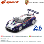 Modelauto 1:87 | Spark 87S142 | Porsche GT 911 RSR LMGTE-PRO 2018 #91 - R.Lietz - F.Makowiecki - G.Bruni Modelauto 1:87 | Spark 87S142 | Porsche GT 911 RSR LMGTE-PRO 2018 #91 - R.Lietz - F.Makowiecki - G.Bruni