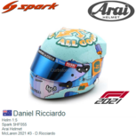 Helm 1:5 | Spark 5HF055 | Arai Helmet | McLaren 2021 #3 - D.Ricciardo Helm 1:5 | Spark 5HF055 | Arai Helmet | McLaren 2021 #3 - D.Ricciardo