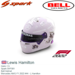 Helm 1:5 | Spark 5HF081 | Bell Helmet | Mercedes AMG F1 2022 #44 - L.Hamilton Helm 1:5 | Spark 5HF081 | Bell Helmet | Mercedes AMG F1 2022 #44 - L.Hamilton