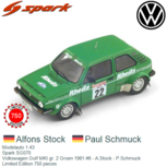 Modelauto 1:43 | Spark SG070 | Volkswagen Golf MKI gr. 2 Groen 1981 #6 - A.Stock - P.Schmuck Modelauto 1:43 | Spark SG070 | Volkswagen Golf MKI gr. 2 Groen 1981 #6 - A.Stock - P.Schmuck