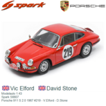 Modelauto 1:43 | Spark S6607 | Porsche 911 S 2.0 1967 #219 - V.Elford - D.Stone Modelauto 1:43 | Spark S6607 | Porsche 911 S 2.0 1967 #219 - V.Elford - D.Stone