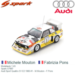 Modelauto 1:43 | Spark S7897 | Audi Sport Quattro S1 E2 1985 #1 - M.Mouton - F.Pons Modelauto 1:43 | Spark S7897 | Audi Sport Quattro S1 E2 1985 #1 - M.Mouton - F.Pons