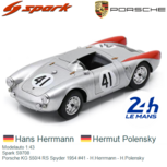 Modelauto 1:43 | Spark S9708 | Porsche KG 550/4 RS Spyder 1954 #41 - H.Herrmann - H.Polensky Modelauto 1:43 | Spark S9708 | Porsche KG 550/4 RS Spyder 1954 #41 - H.Herrmann - H.Polensky