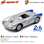 Modelauto 1:43 | Spark S9706 | Porsche AG 550/4 RS Spyder 1954 #39 - J.Claes - P.Stasse Modelauto 1:43 | Spark S9706 | Porsche AG 550/4 RS Spyder 1954 #39 - J.Claes - P.Stasse