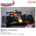 Modelauto 1:18 | Minichamps 110220701 | Red Bull Racing RB18 RBPT 2022 #1 - M.Verstappen Modelauto 1:18 | Minichamps 110220701 | Red Bull Racing RB18 RBPT 2022 #1 - M.Verstappen