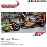 Modelauto 1:18 | Minichamps 537223504 | McLaren F1 MCL36 2022 #4 - L.Norris Modelauto 1:18 | Minichamps 537223504 | McLaren F1 MCL36 2022 #4 - L.Norris