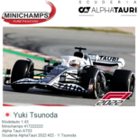 Modelauto 1:43 | Minichamps 417222222 | Alpha Tauri AT03 | Scuderia AlphaTauri 2022 #22 - Y.Tsunoda Modelauto 1:43 | Minichamps 417222222 | Alpha Tauri AT03 | Scuderia AlphaTauri 2022 #22 - Y.Tsunoda