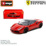 Modelauto 1:18 | Bburago 16905R | Ferrari 488 GTB Rood 2015 Modelauto 1:18 | Bburago 16905R | Ferrari 488 GTB Rood 2015