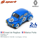 Modelauto 1:43 | Spark S5221 | RNU Renault 4CV 1952 #68 - E.de Regibus - M.Porta Modelauto 1:43 | Spark S5221 | RNU Renault 4CV 1952 #68 - E.de Regibus - M.Porta