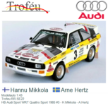 Modelauto 1:43 | Trofeu RR.SE22 | HB Audi Sport WRT Quattro Sport 1985 #3 - H.Mikkola - A.Hertz Modelauto 1:43 | Trofeu RR.SE22 | HB Audi Sport WRT Quattro Sport 1985 #3 - H.Mikkola - A.Hertz